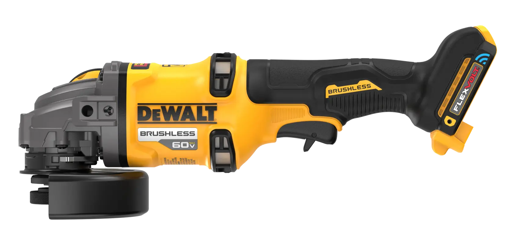 4-1/2“ - 6“ Side Handle Detect Small Angle Grinder viewed straight on showing the front side on white background