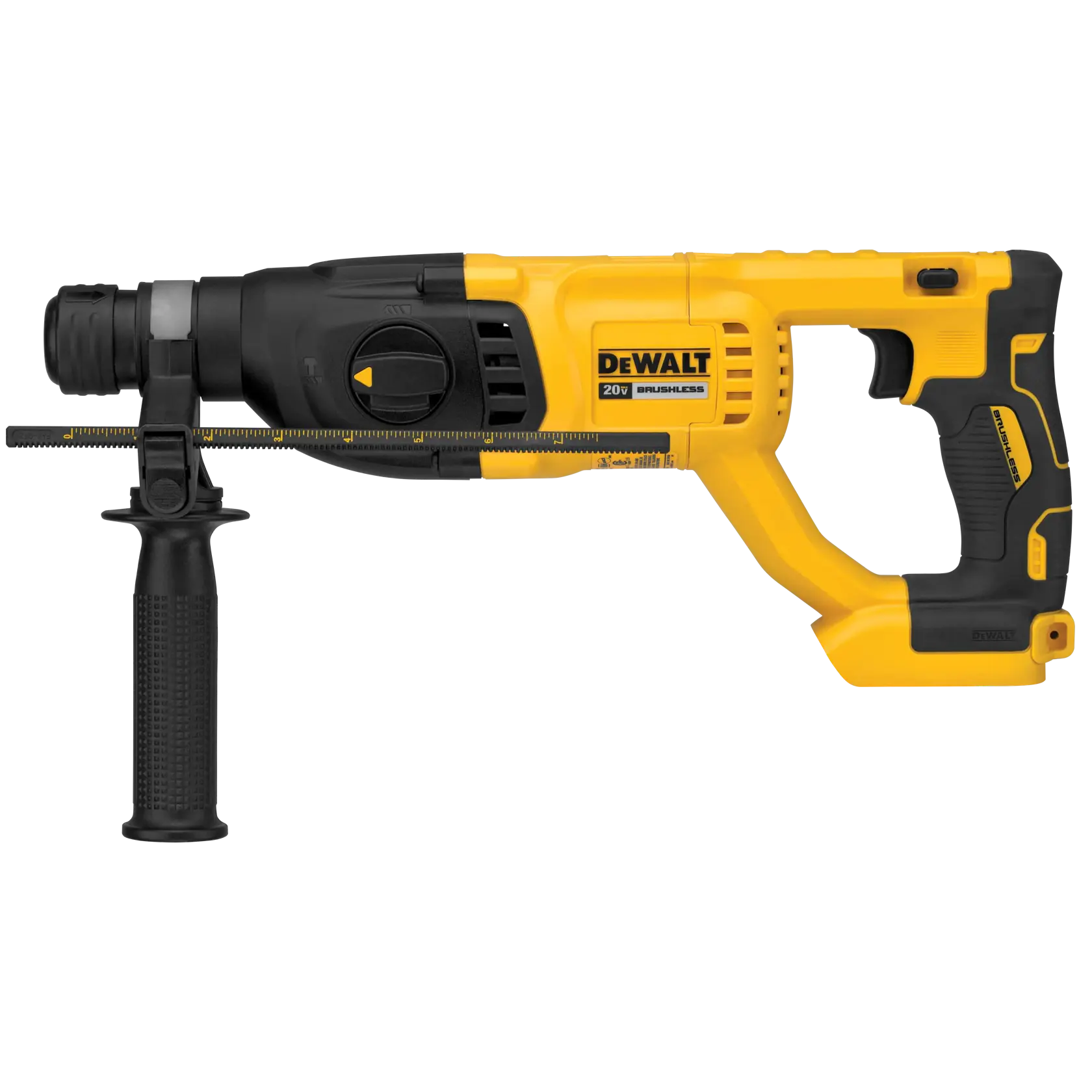 Profile of brushless, cordless SDS PLUS D-Handle rotary hammer