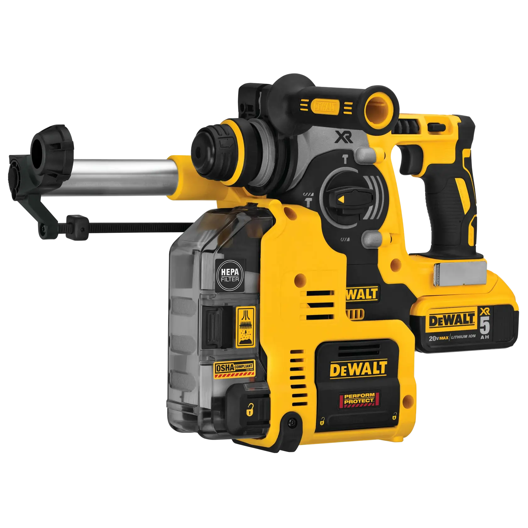 Brushless L-Shape SDS Plus rotary hammer with on-board dust extractor