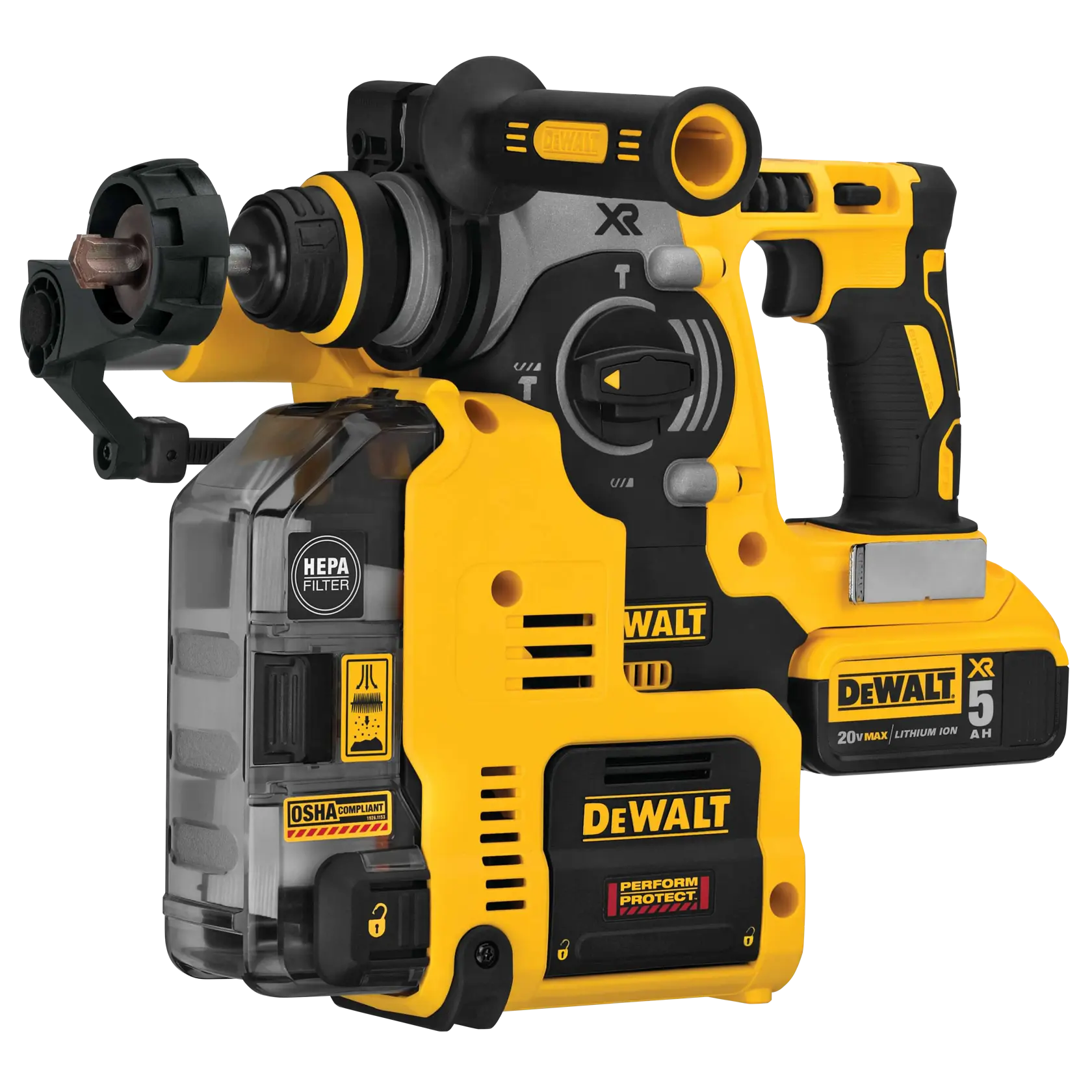 DEWALT® 20V MAX* XR® L-Shape 1-in. SDS Plus Rotary Hammer Kit with Onboard Dust Extractor thumbnail 4