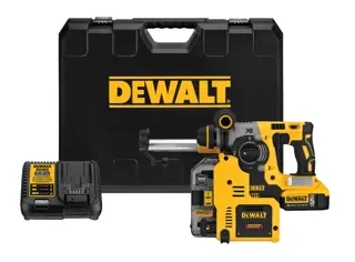 Brushless L-Shape SDS Plus rotary hammer with on-board dust extractor and complete kit