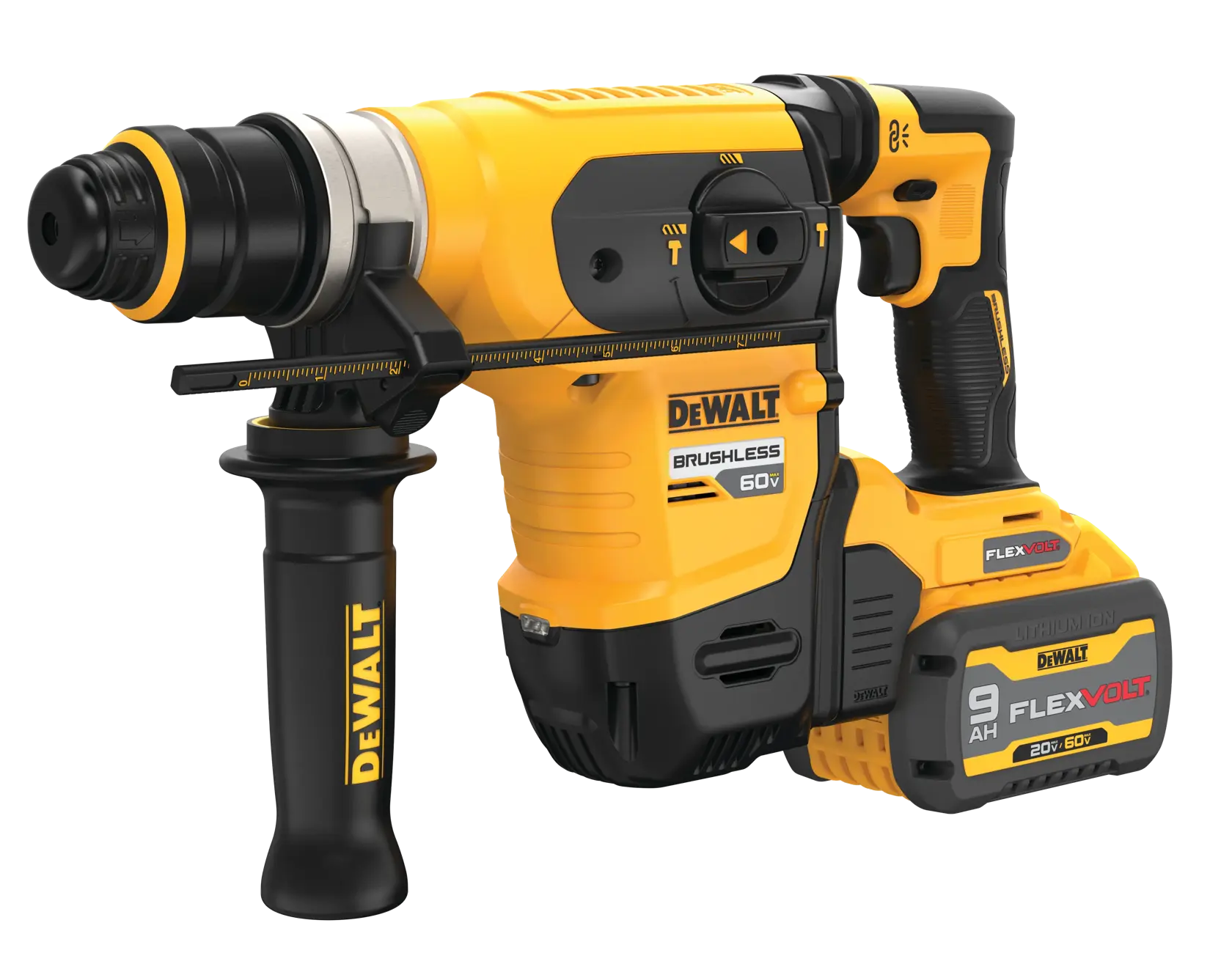 DEWALT® FLEXVOLT 60V MAX* 1-1/4-in. (32mm) Brushless Cordless SDS PLUS Rotary Hammer with (2) 9.0 Ah Batteries and Charger