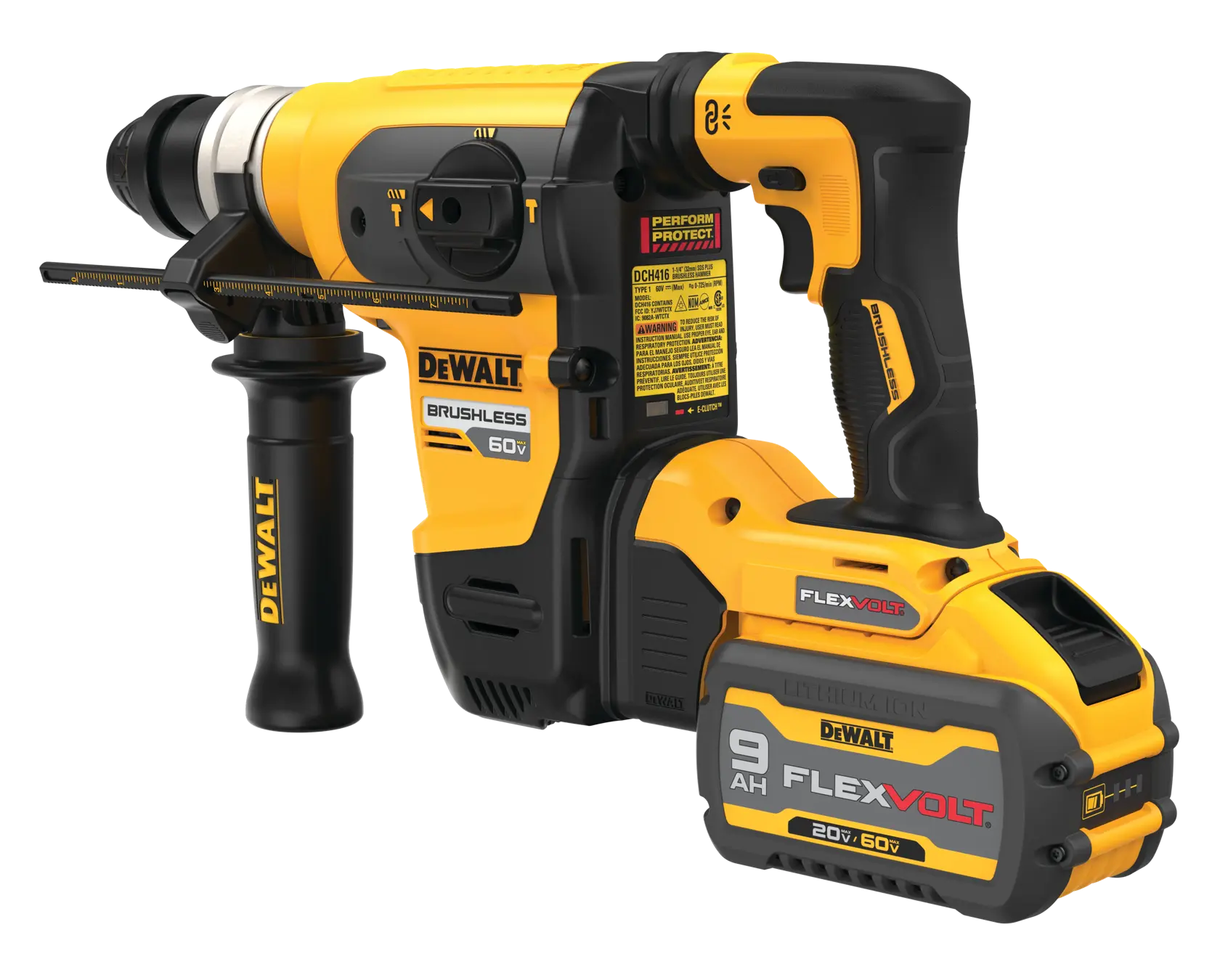 DEWALT® FLEXVOLT 60V MAX* 1-1/4-in. (32mm) Brushless Cordless SDS PLUS Rotary Hammer with (2) 9.0 Ah Batteries and Charger thumbnail 5