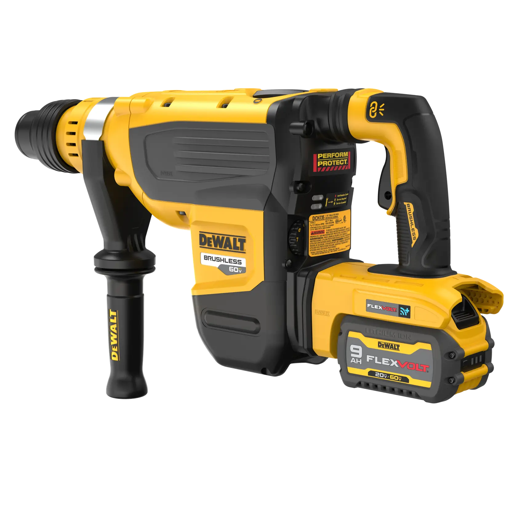DEWALT® FLEXVOLT 60V MAX* Brushless Cordless 1-7/8-in. (48mm) SDS MAX Combination Rotary Hammer with (2) 9.0 Ah Batteries and Charger thumbnail 5
