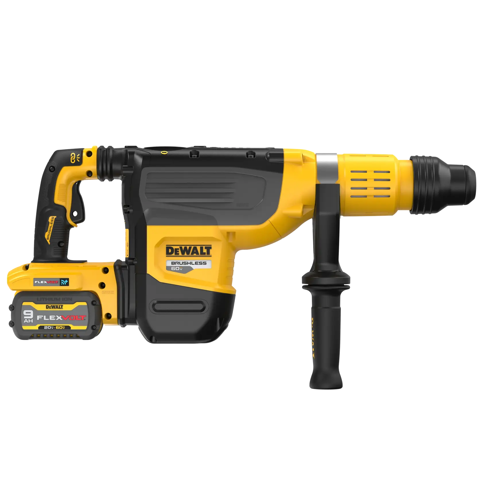 DEWALT® FLEXVOLT 60V MAX* 2-in. (50mm) Brushless Cordless SDS MAX Combination Rotary Hammer with (2) 9.0 Ah Batteries and Charger thumbnail 4