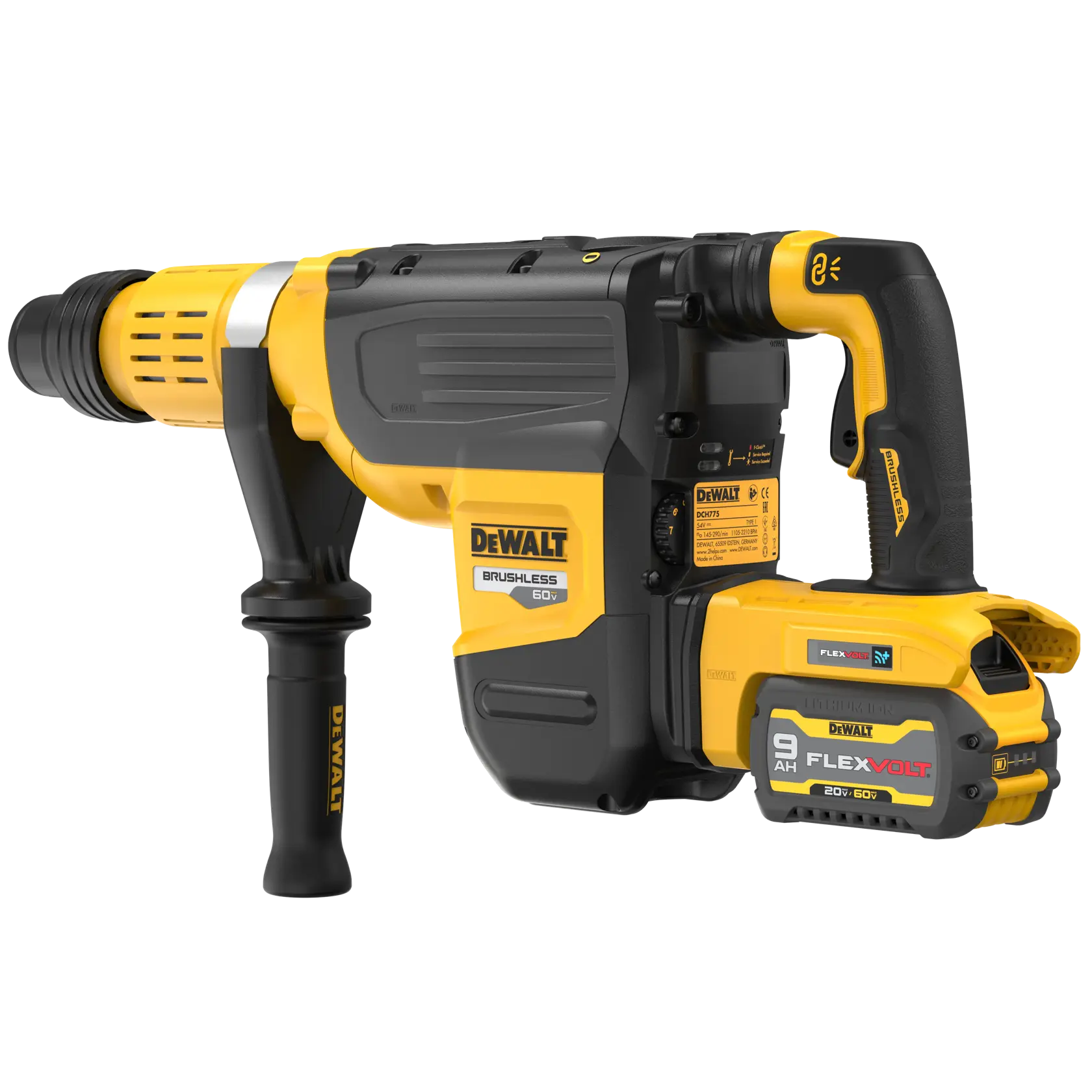 DEWALT® FLEXVOLT 60V MAX* 2-in. (50mm) Brushless Cordless SDS MAX Combination Rotary Hammer with (2) 9.0 Ah Batteries and Charger thumbnail 5