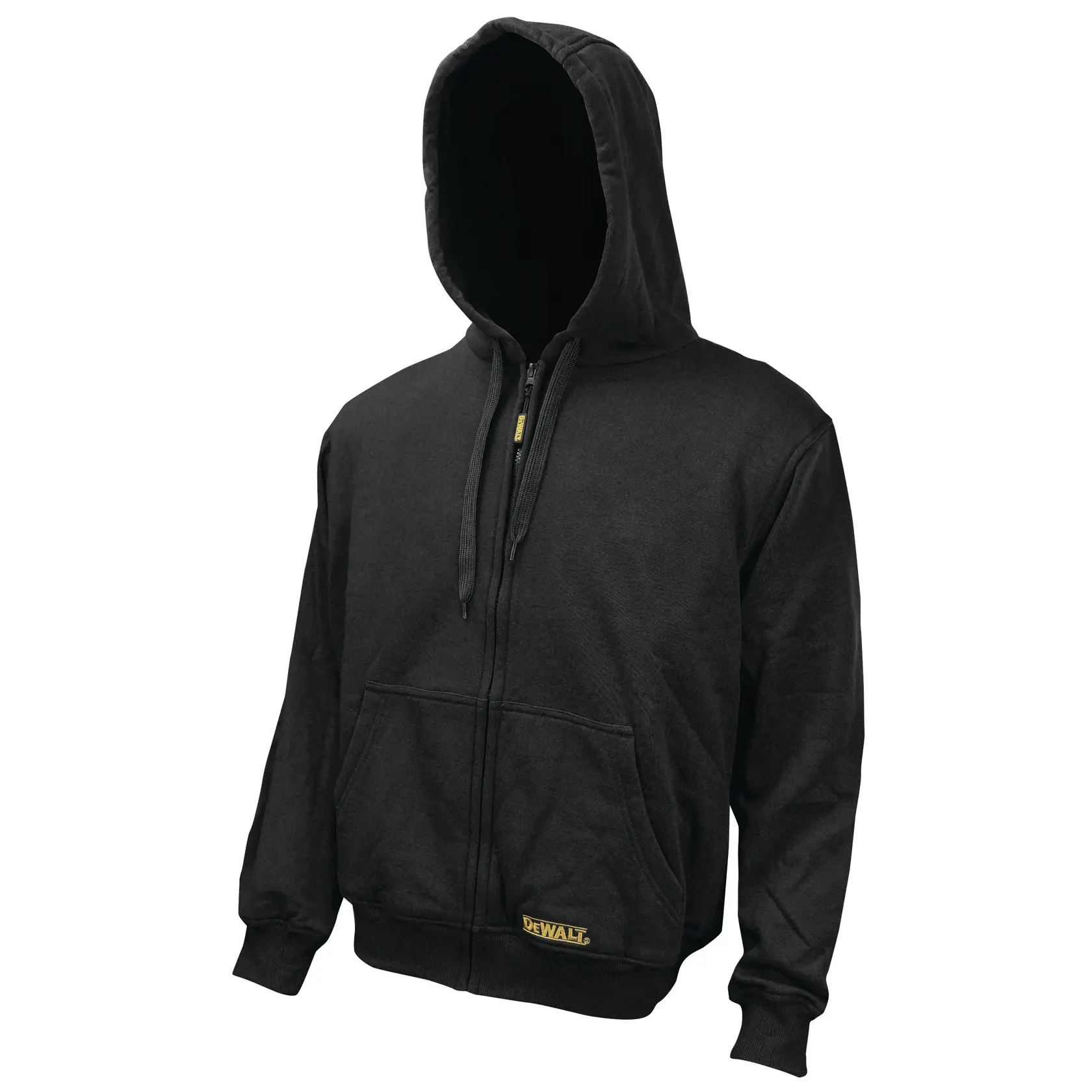 Profile of black heated hoodie