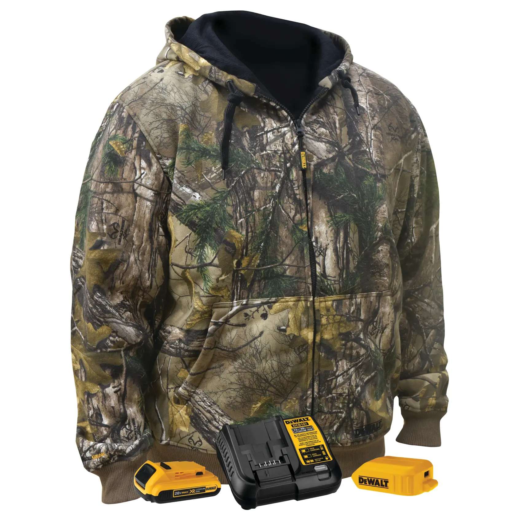 DEWALT® REALTREE XTRA® Camouflage Heated Hoodie Sweatshirt (Complete Kit)