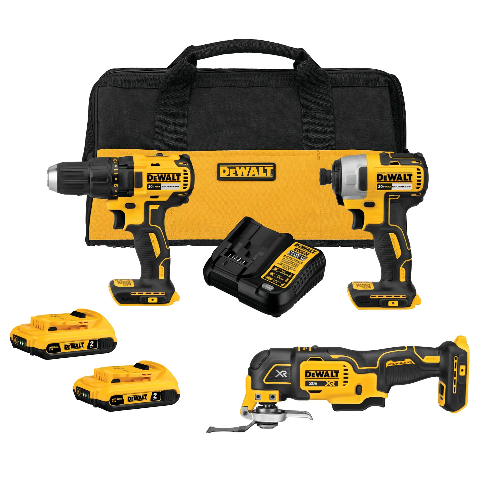 oscillating multi-tool and impact driver brushless cordless 3 tool combo kit