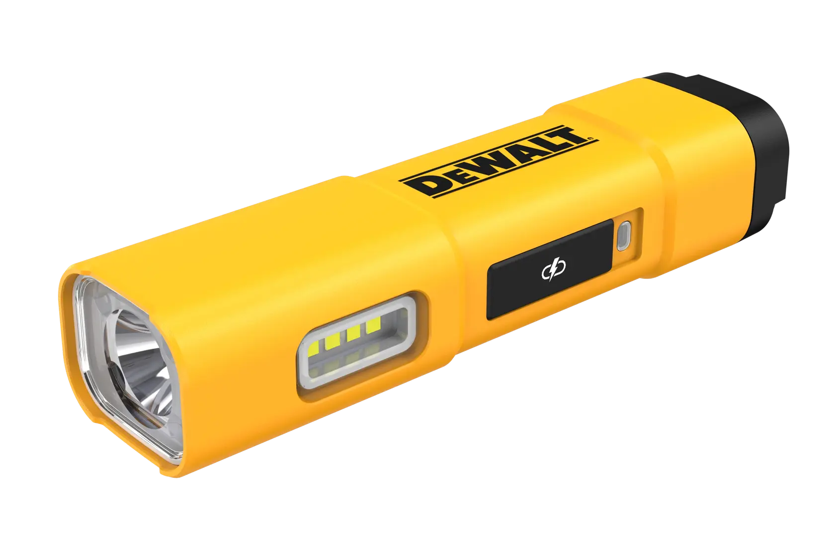 DEWALT flash light magnetically attached to water heater to light up area where user is working on