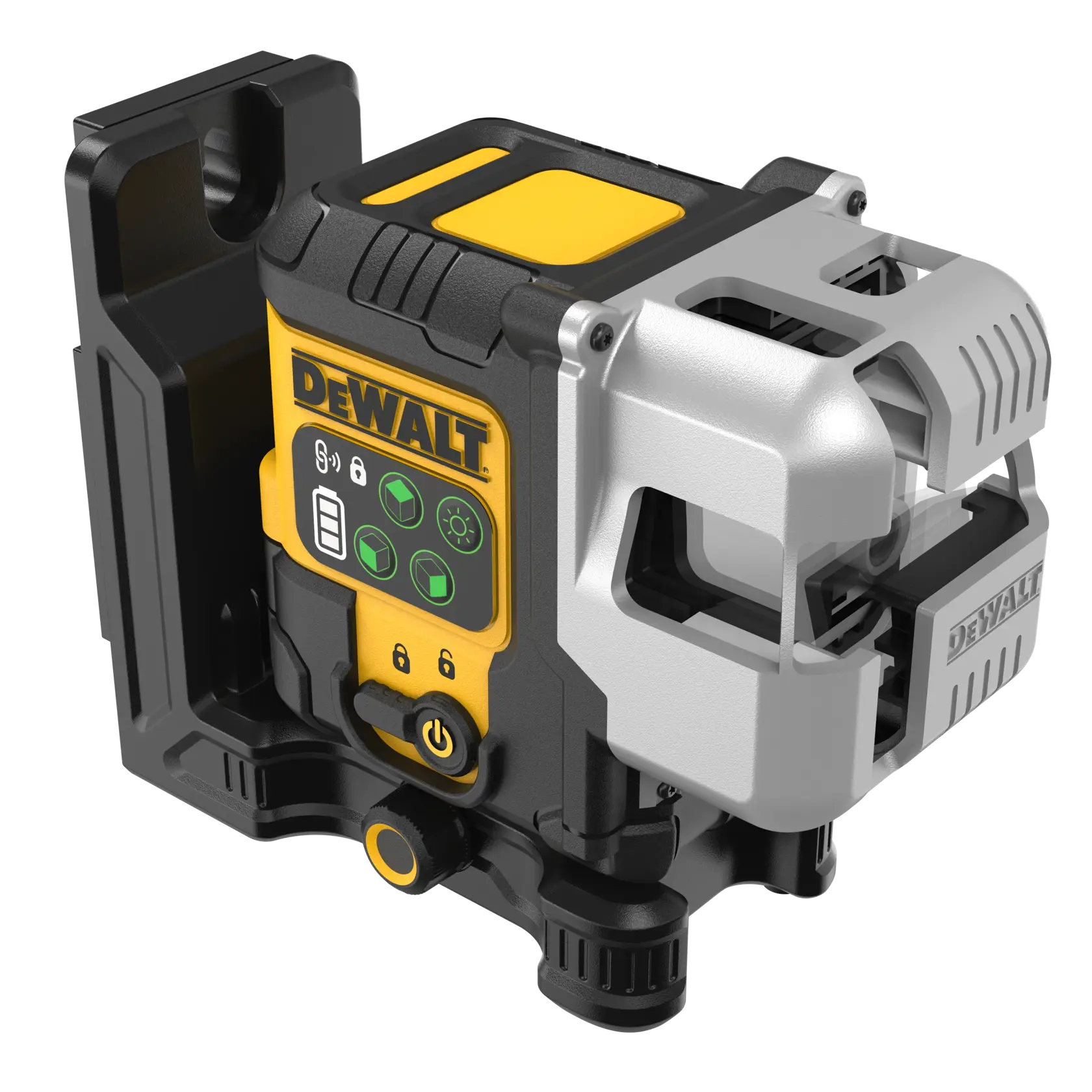 Side angle view of the USB Rechargeable Green 3X180° Line Laser on white