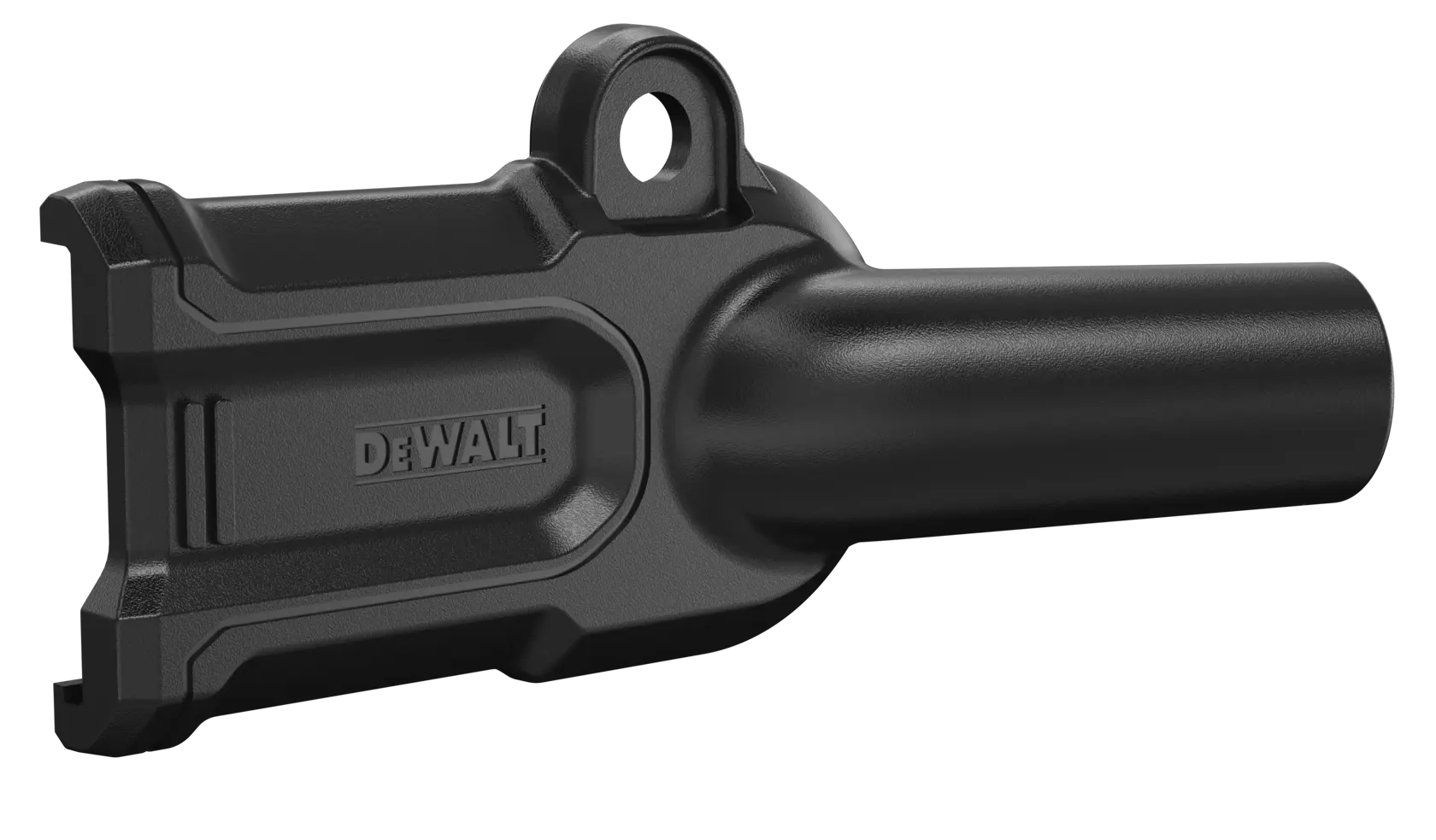 DEWALT 20V MAX XR Bandfile Dust Shroud viewed from front left side on white background