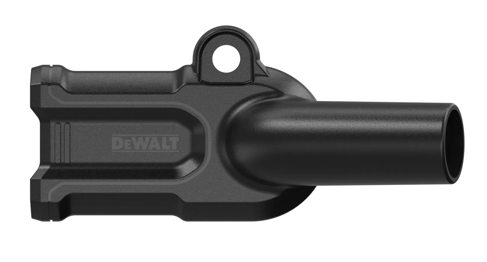 DEWALT 20V MAX XR Bandfile Dust Shroud viewed straight on showing the front on white background