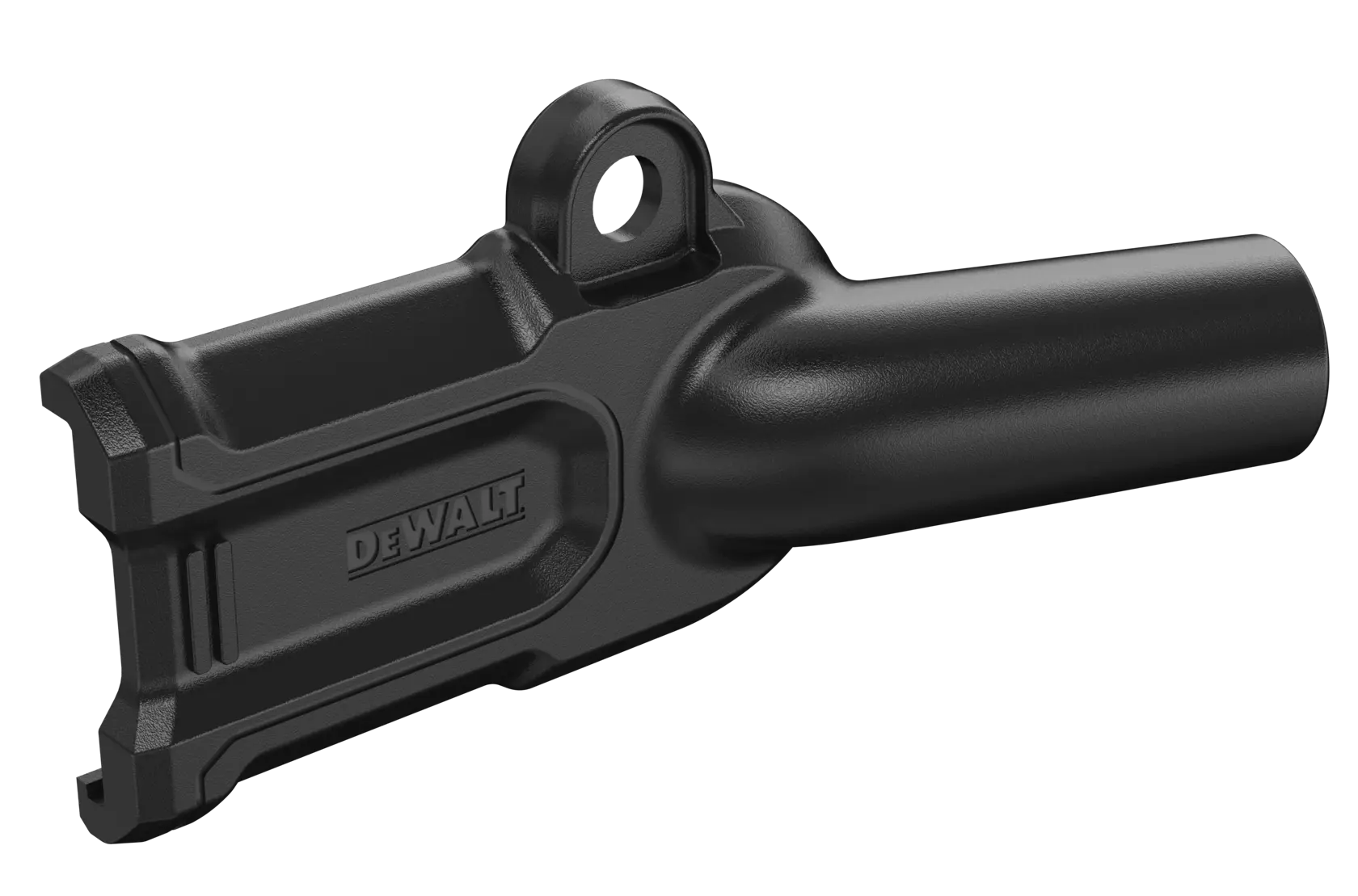 DEWALT 20V MAX XR Bandfile Dust Shroud viewed from top left angle on white background