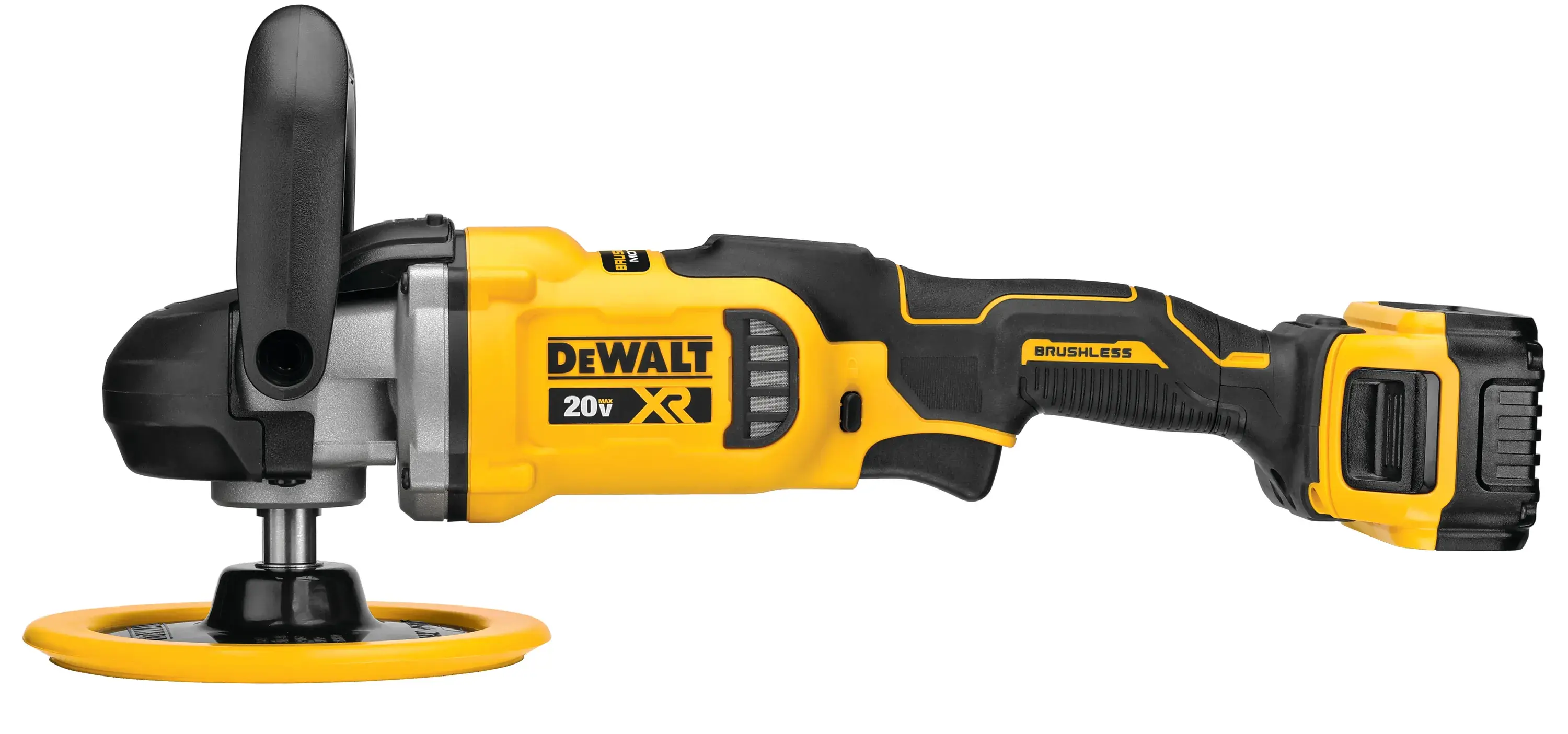 Profile of XR cordless variable speed rotary polisher with battery pack