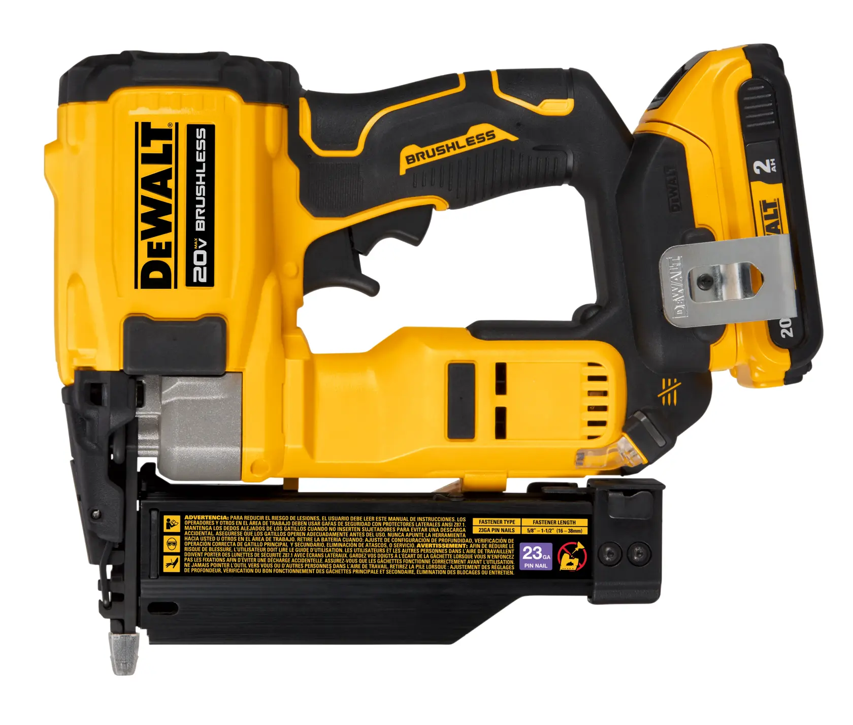 DEWALT® ATOMIC COMPACT SERIES™ 20V MAX* Brushless Cordless 23 Ga. Pin Nailer Kit