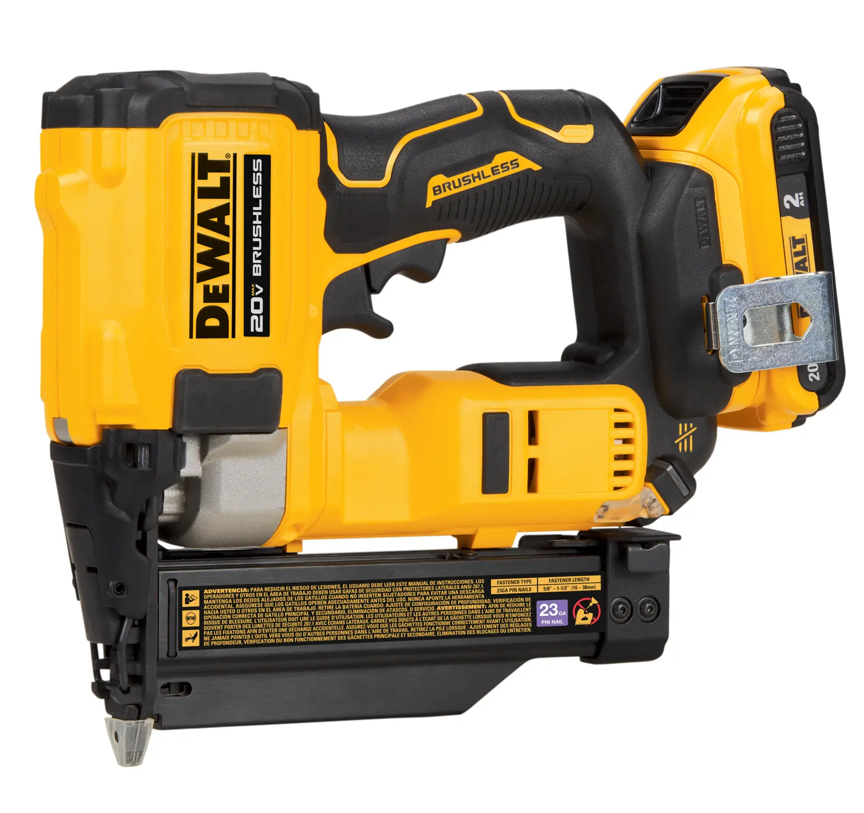 DEWALT® ATOMIC COMPACT SERIES™ 20V MAX* Brushless Cordless 23 Ga. Pin Nailer Kit