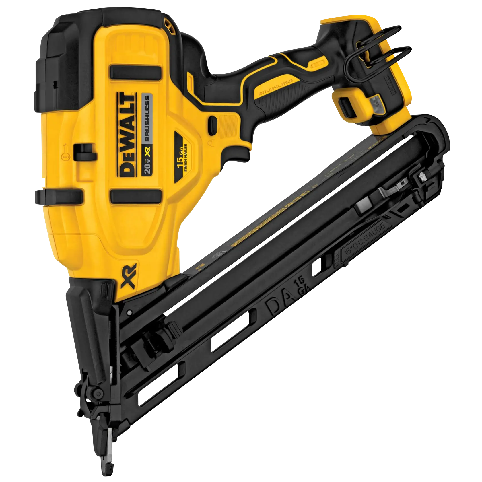 Side profile of a  XR Cordless 15 Gauge Angled Finish Nailer