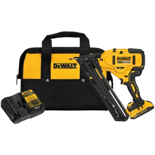 XR Cordless 15 Gauge Angled Finish Nailer kit with battery charger and carrier bag