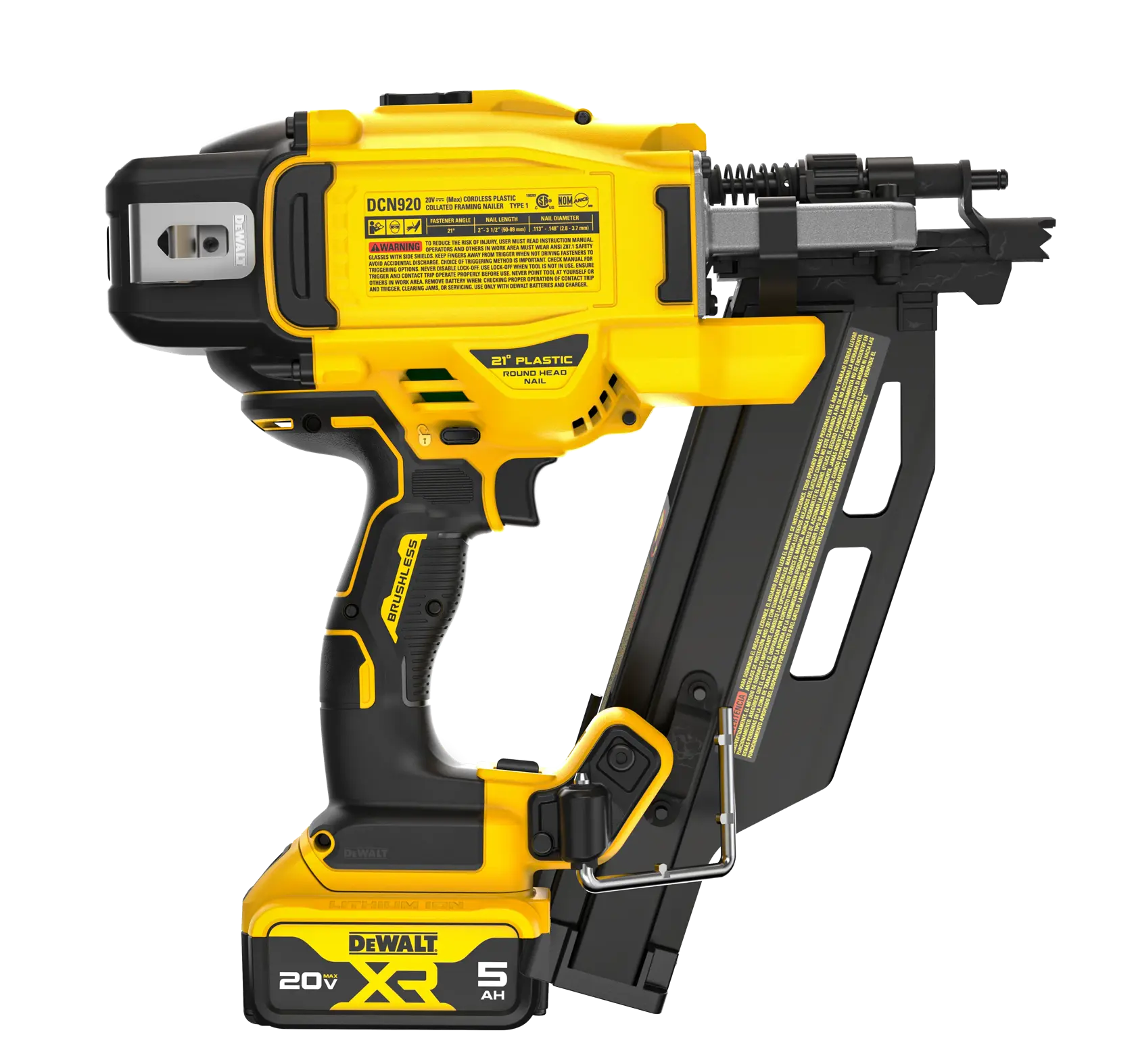 DEWALT® 20V MAX* Brushless Cordless 21° Plastic Framing Nailer Kit thumbnail 4