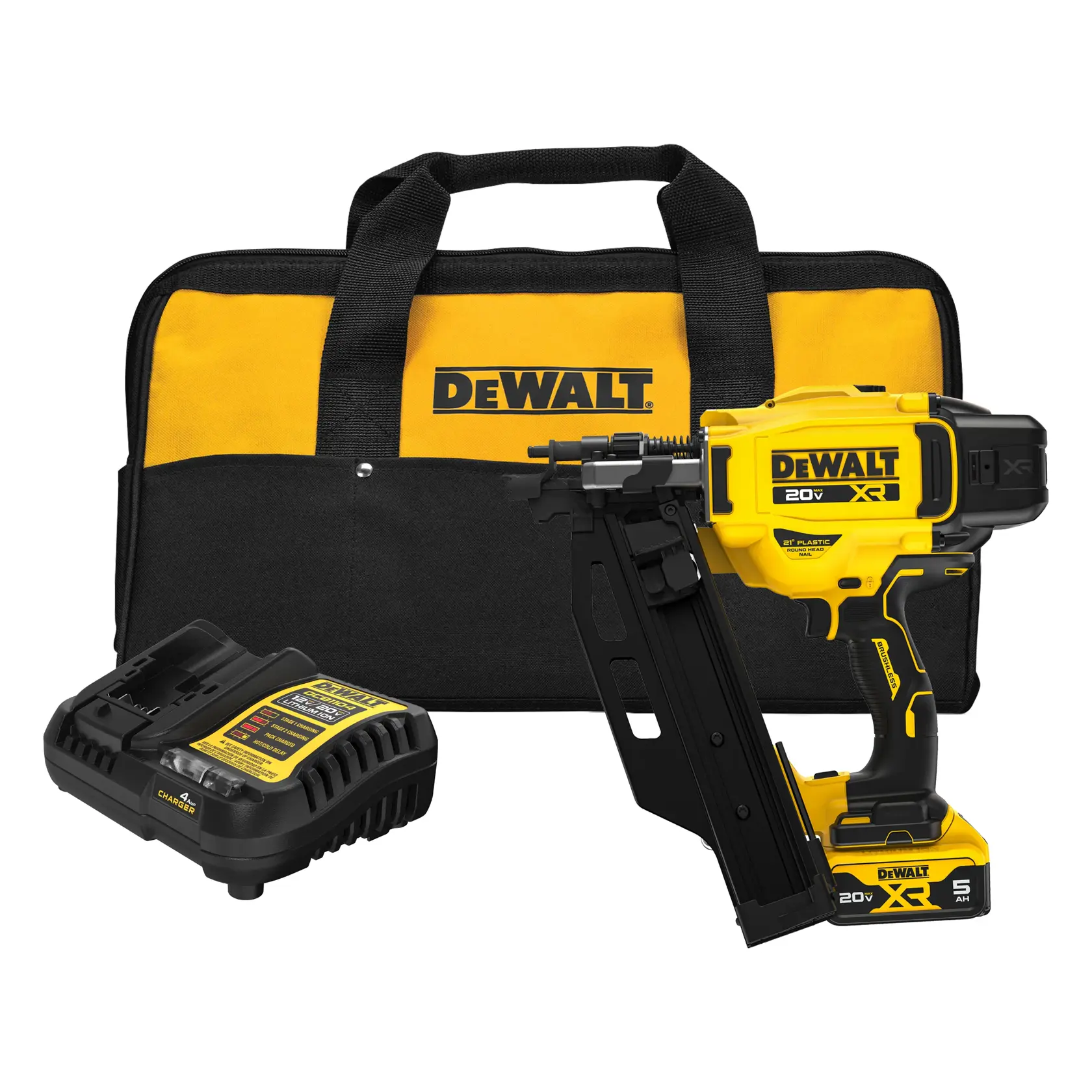 DEWALT 20V MAX* XR 21 Degree Framing Nailer Kit