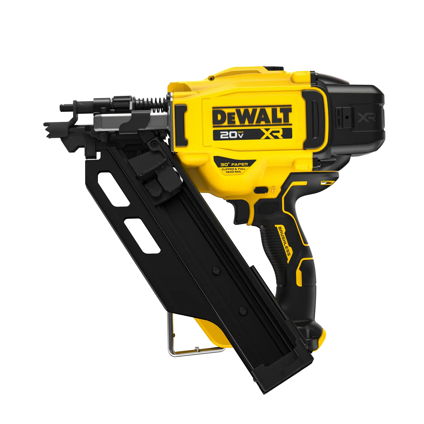 DEWALT® 20V MAX* XR® 30 gauge Framing Nailer front side angle