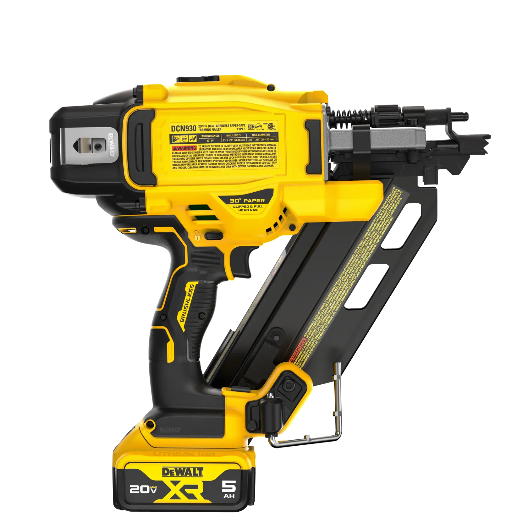 DEWALT® 20V MAX* Brushless Cordless 30° Paper Tape Framing Nailer Kit thumbnail 4