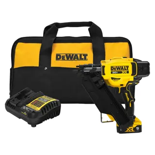 8V XR Brushless 30○ Paper Collated Framing Nailer Kit with 5AH battery, DCB1104 charger and case