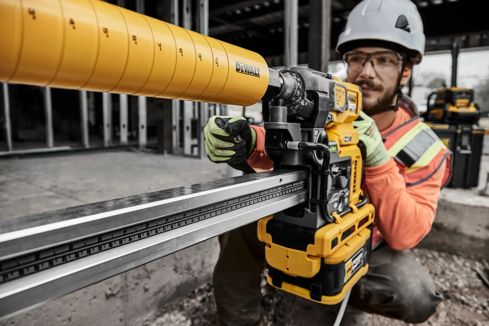 Man setting up core drill