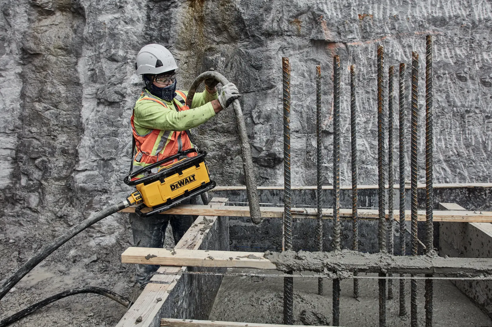 Man operating vibrator