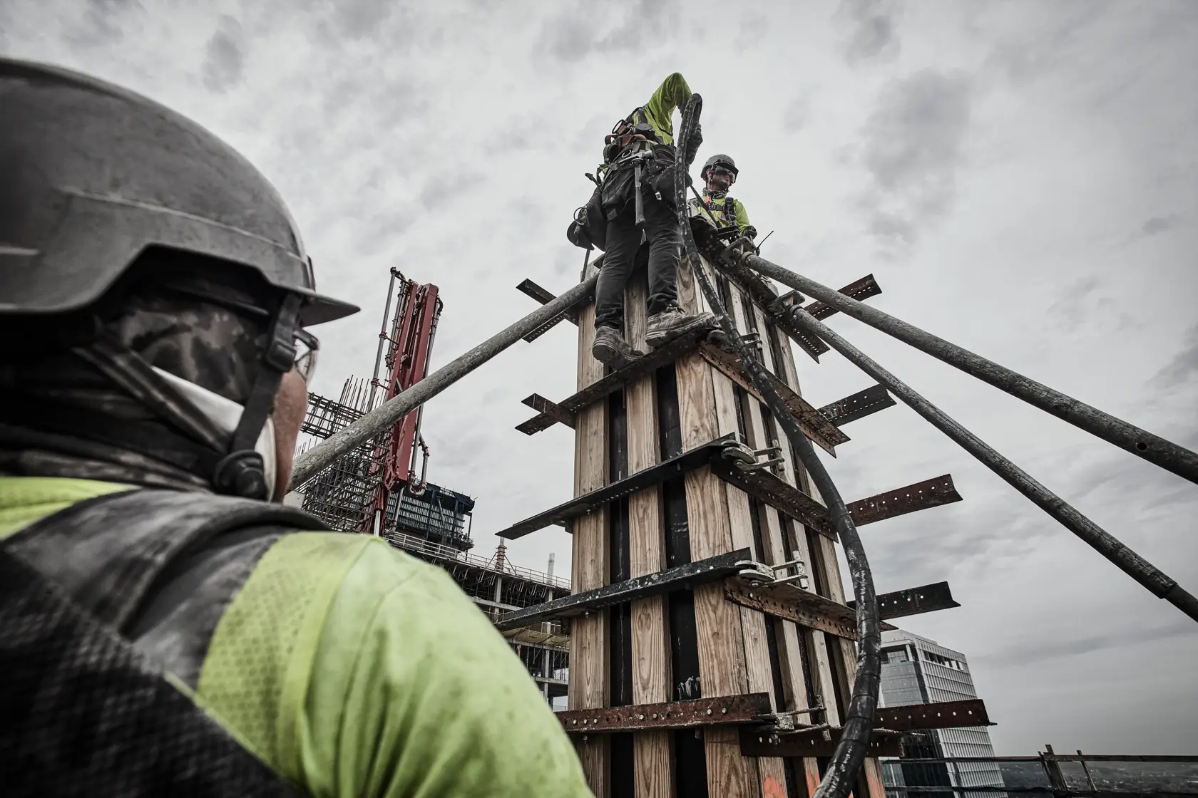 Man operating  vibrator