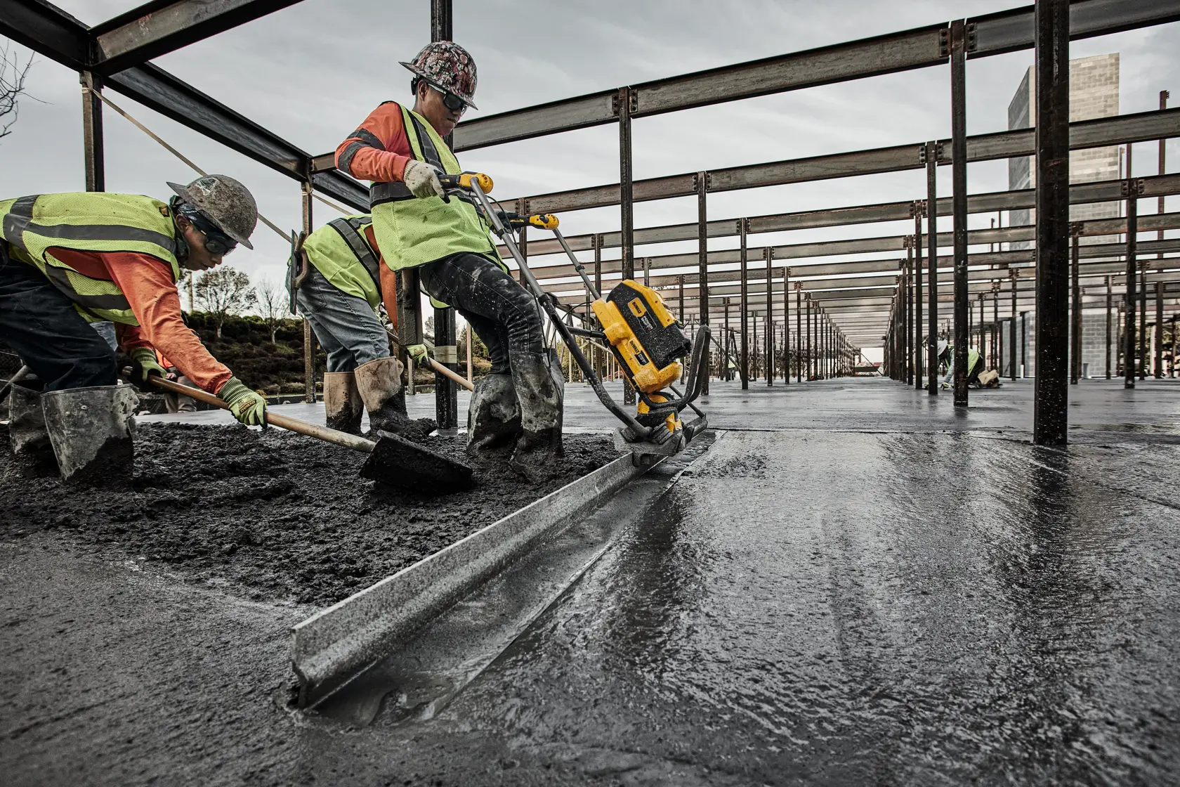 Man operating screed
