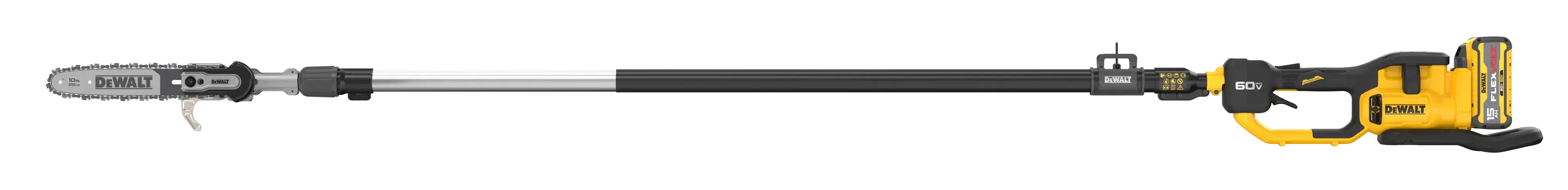 Side view of kitted  DEWALT telescoping Pole Saw