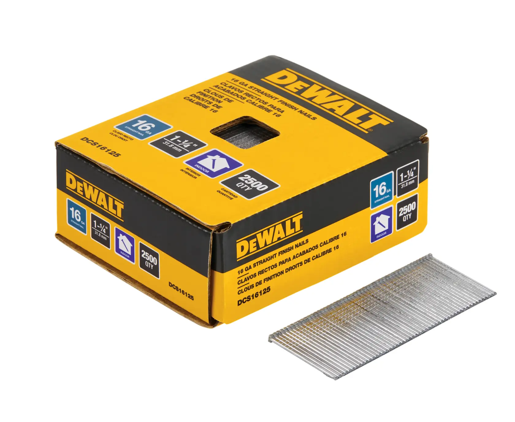 DEWALT® 16 Gauge 1-1/4-in. Straight Finish Nails (2500-Pack)