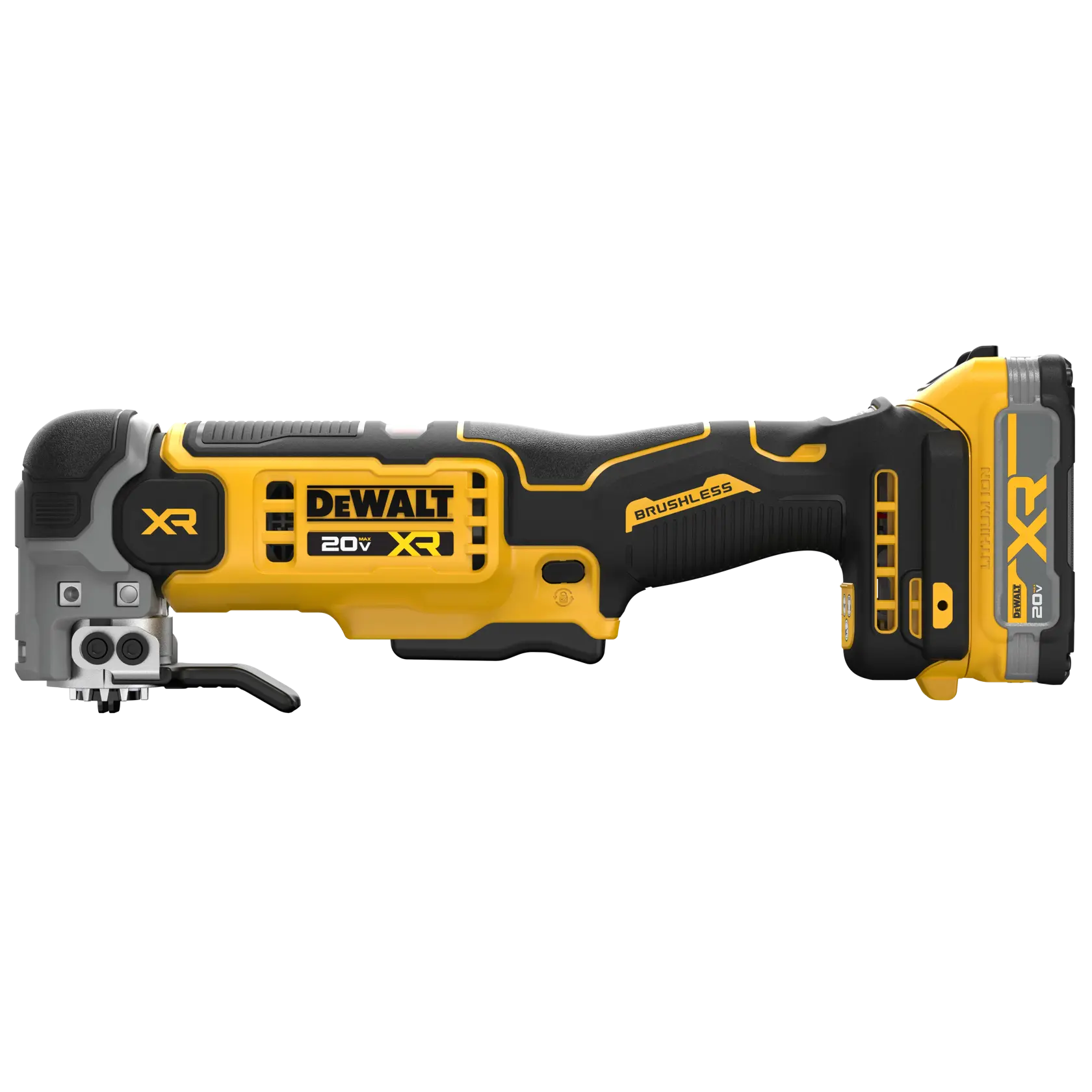 DEWALT 20V XR cordless oscillating multi-tool with brushless motor and battery pack.