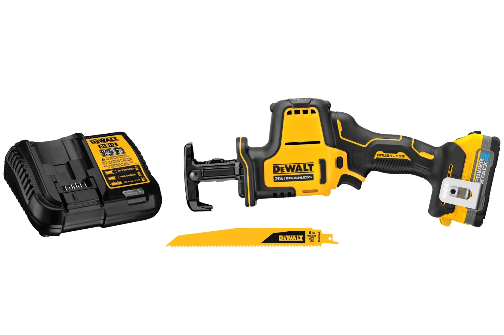 DCS369  ATOMIC 20V MAX Cordless Brushless Compact Reciprocating Saw with Powerstack battey, charger and bag Kit