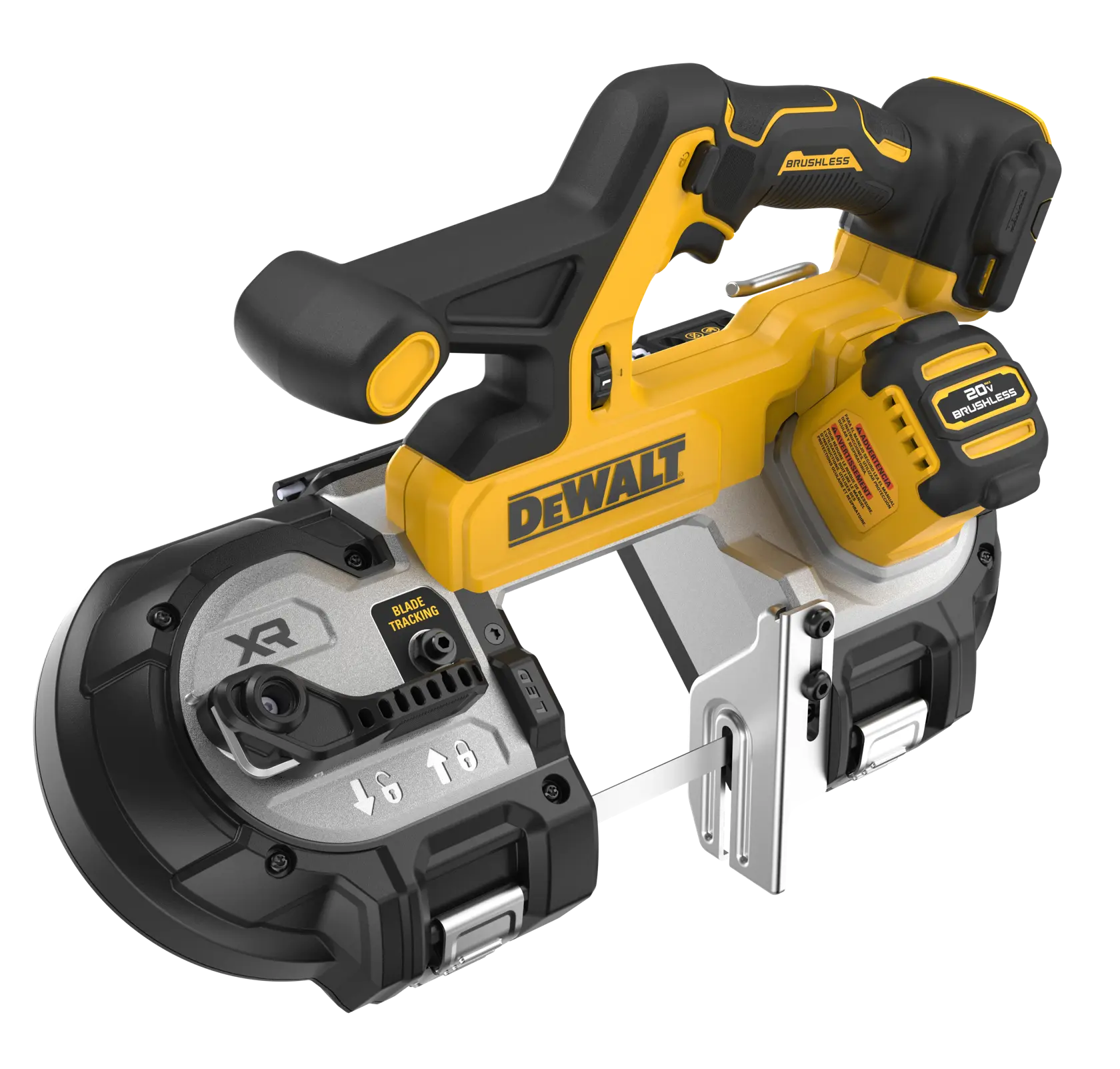 DEWALT 20V* MAX XR Mid-Size Bandsaw viewed from top right angle
