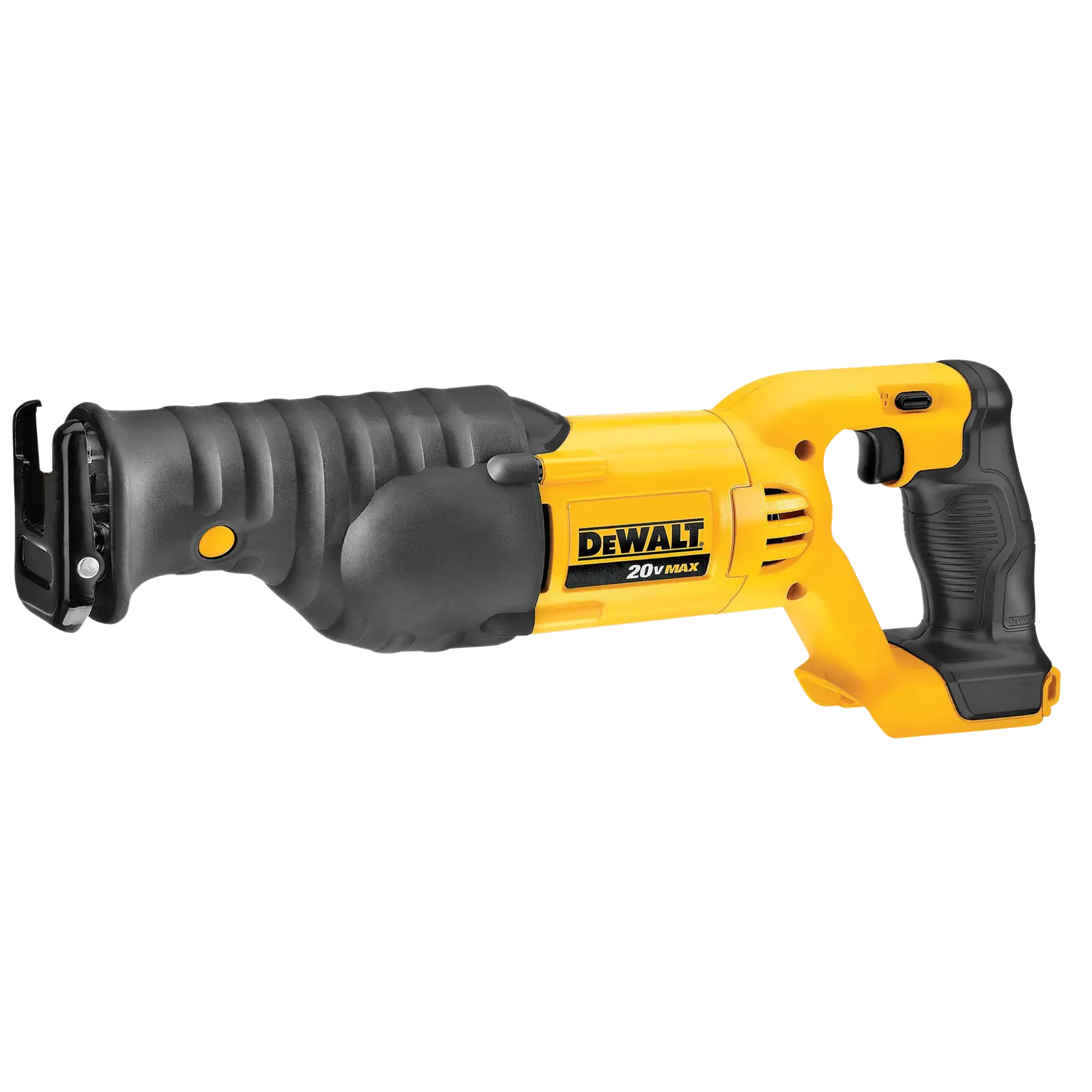 Cordless Reciprocating Saw being used on narrow space under wooden frame.