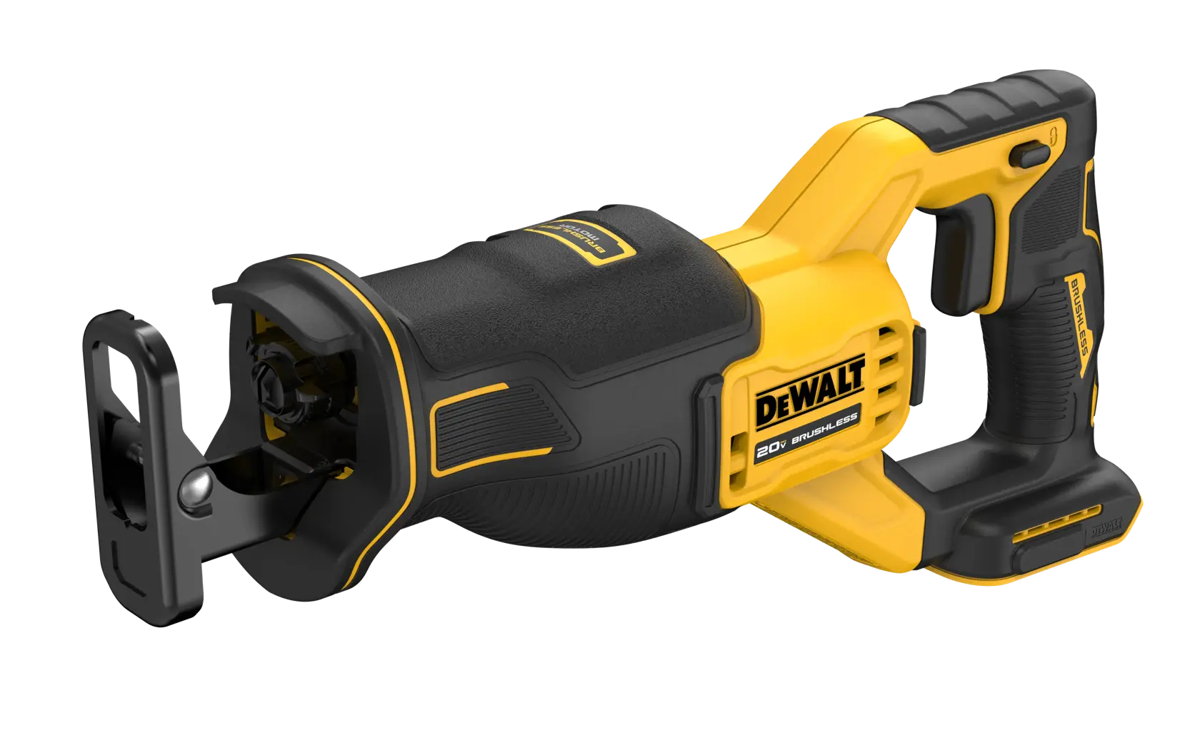 Profile of brushless cordless reciprocating saw.