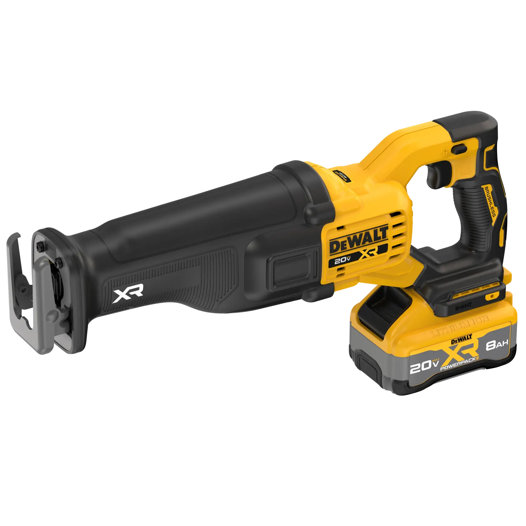 recip saw angled front birds eye view with battery 