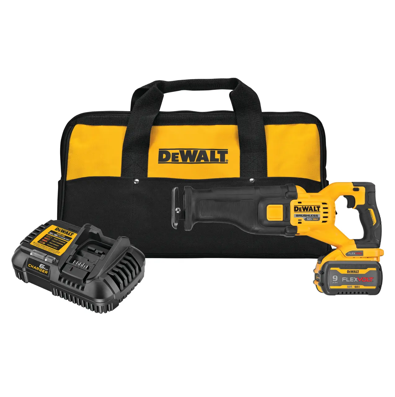 FLEXVOLT brushless cordless reciprocating saw kit.