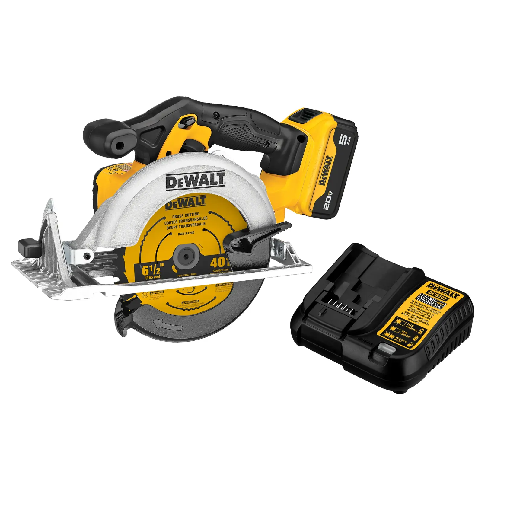 20V MAX  6-1/2 inch Circular Saw Kit with soft shell case, DCB115 Battery Charger, and 5.0Ah XR Battery