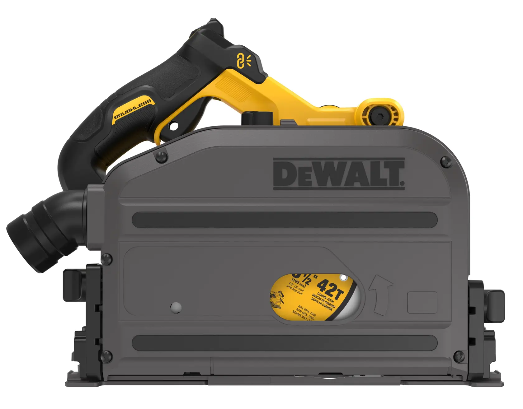 Dewalt Track Saw showing the saw guard bare