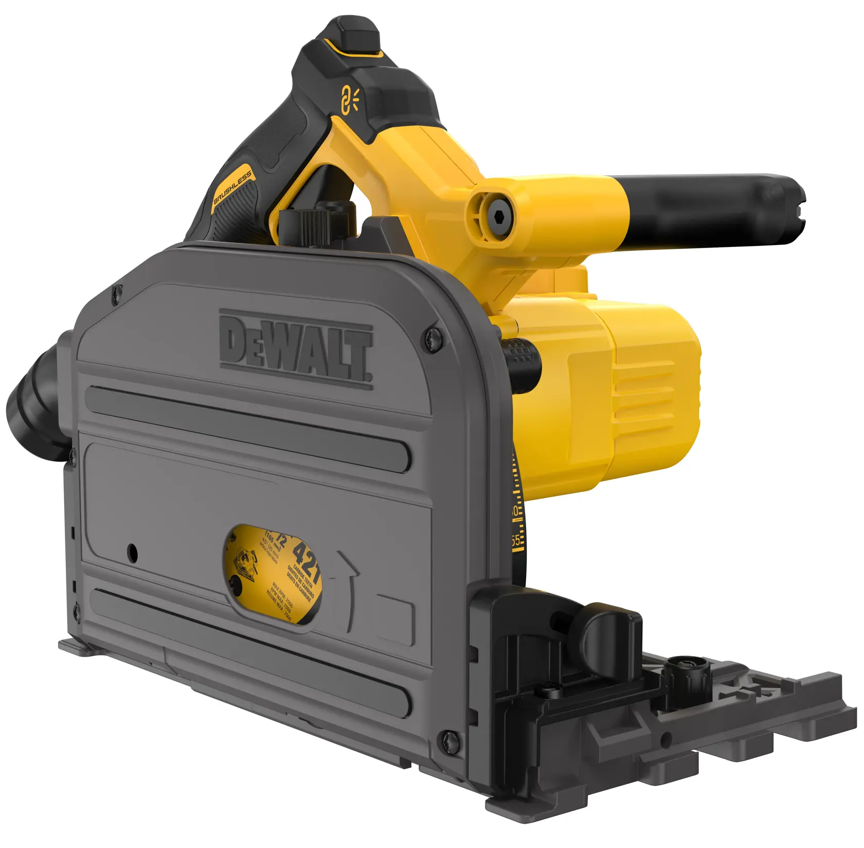 Dewalt Track Saw angled to show back of tool bare