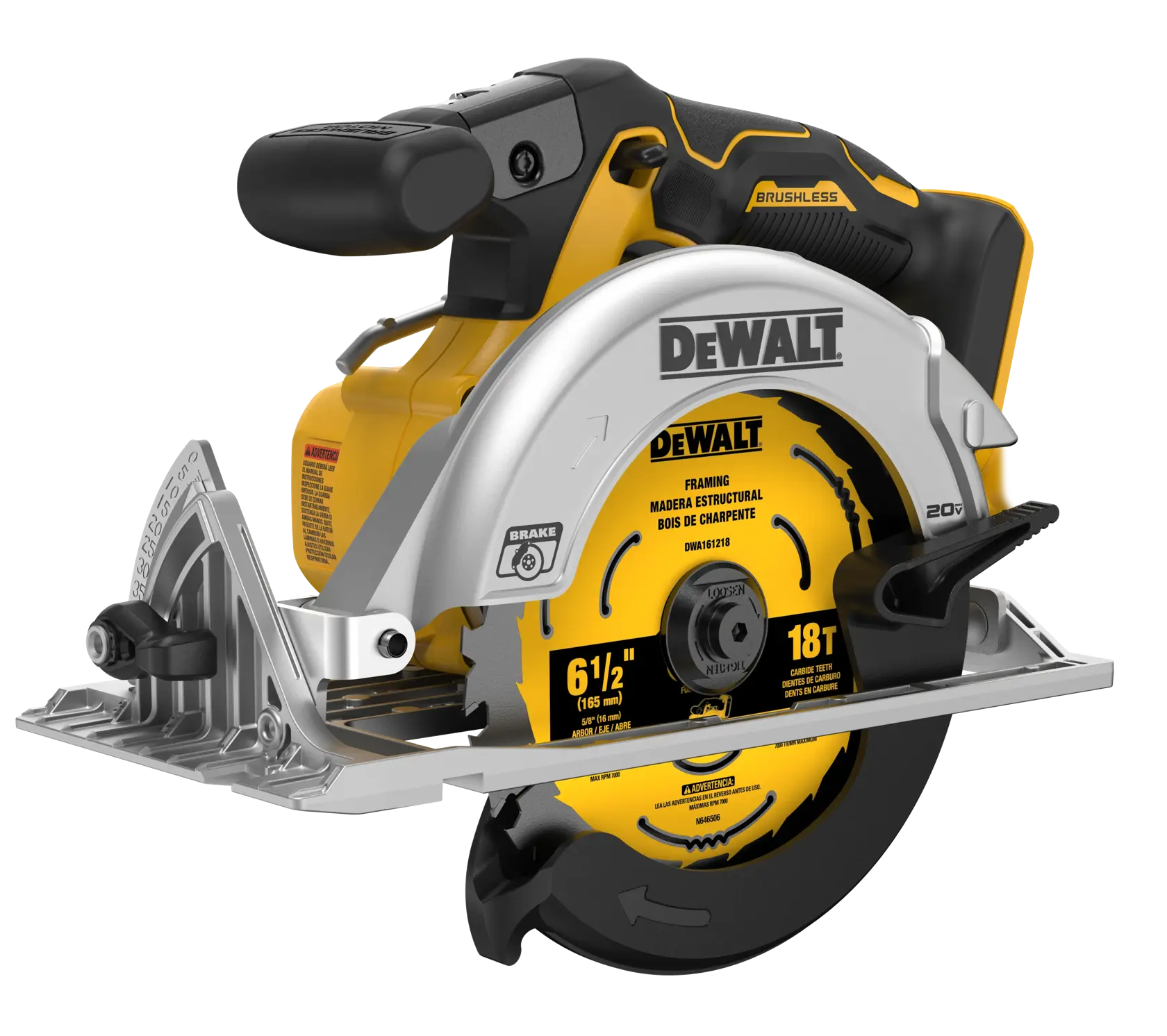Profile of brushless cordless circular saw.