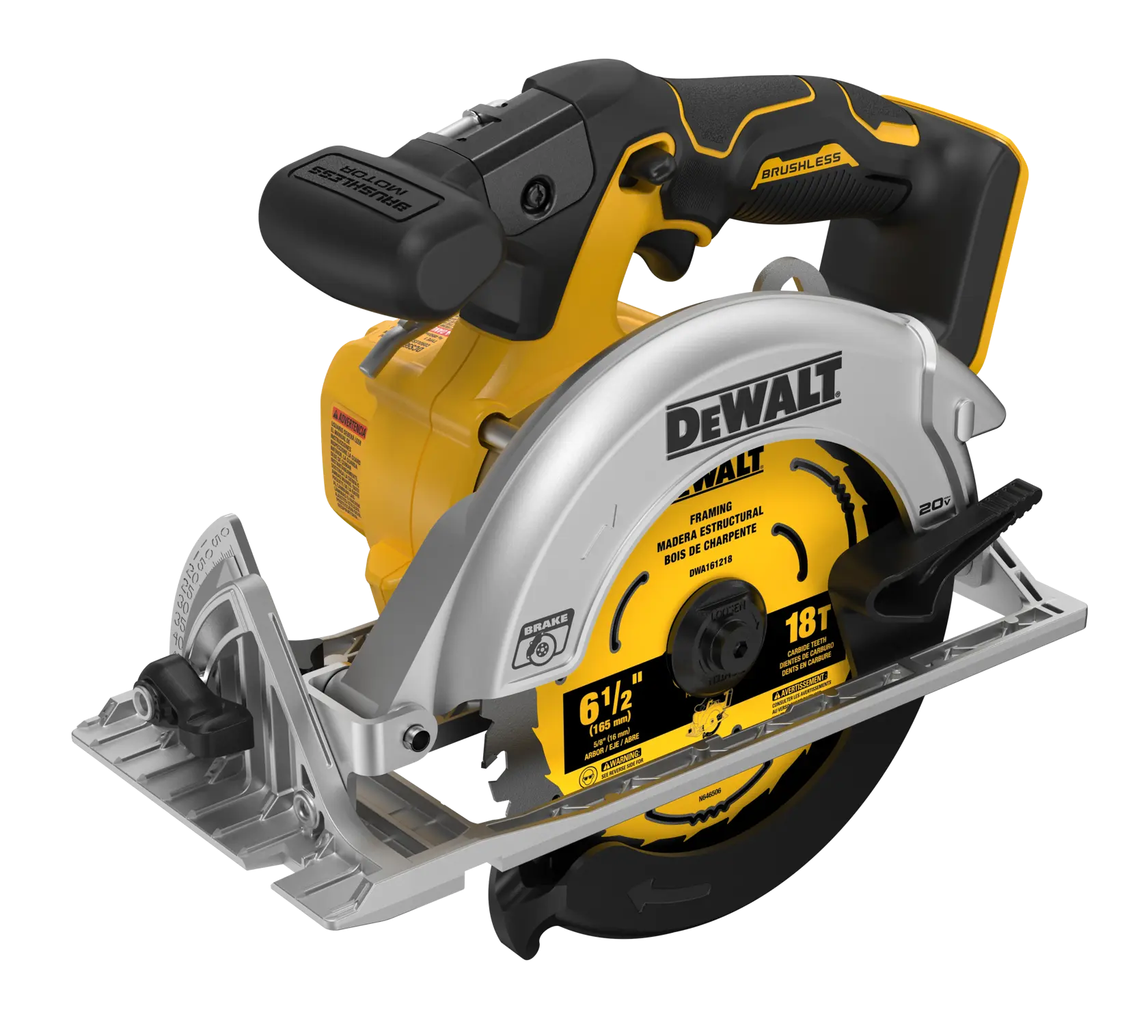 Profile of brushless cordless circular saw.