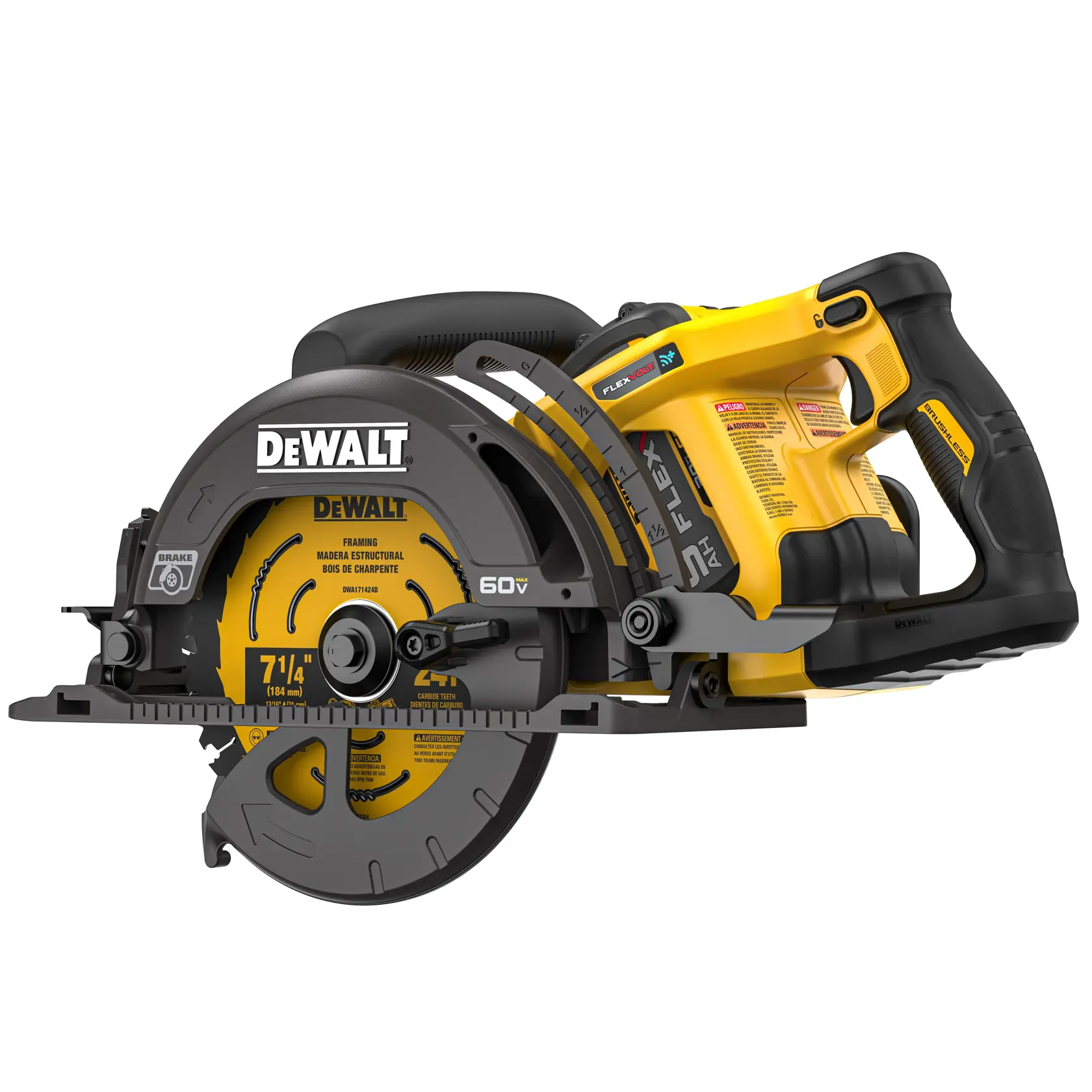 DEWALT® 60V FLEXVOLT 7-1/4 in. Worm Drive Style Circular Saw With Tool-Connect (Kit) thumbnail 4
