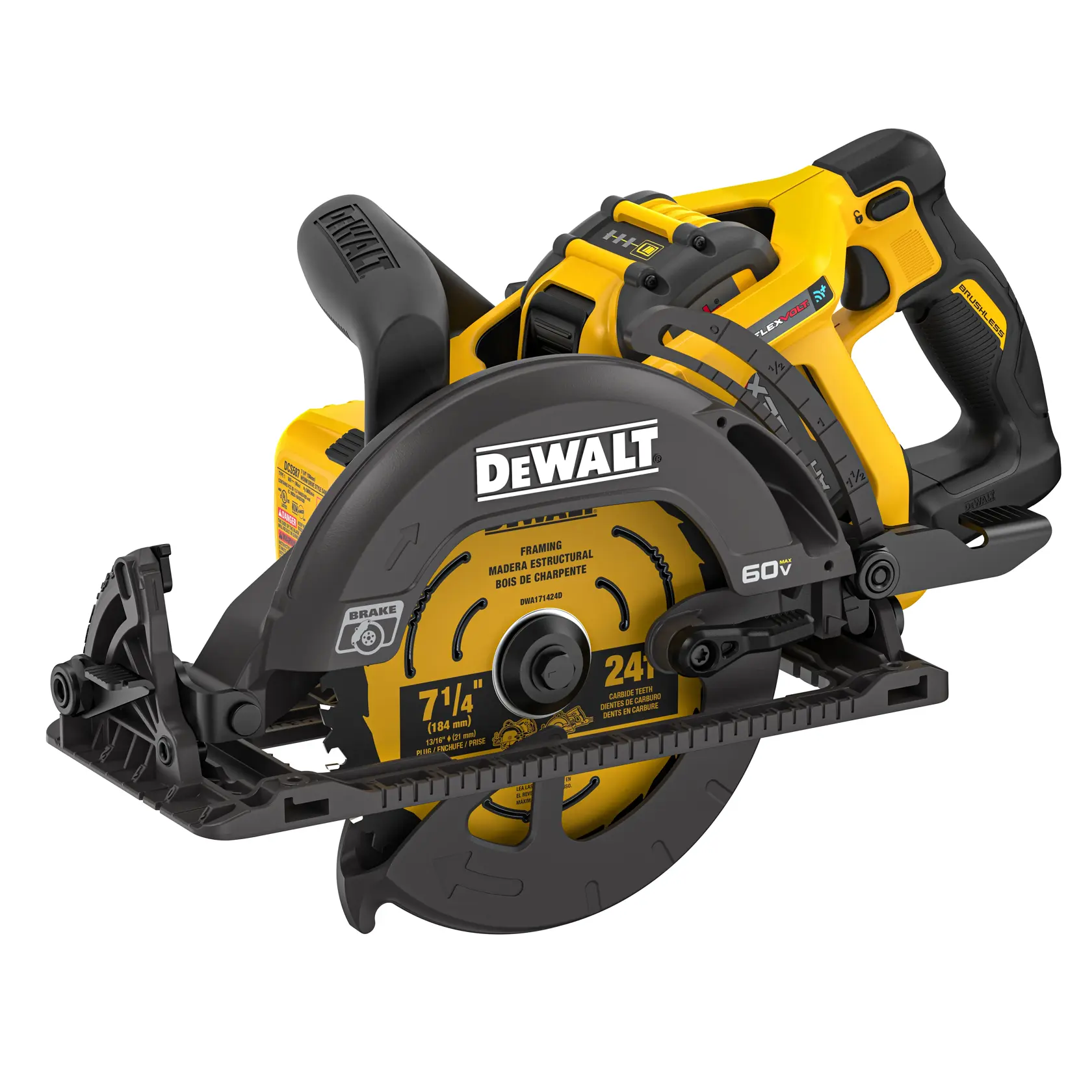 DEWALT® 60V FLEXVOLT 7-1/4 in. Worm Drive Style Circular Saw With Tool-Connect (Kit) thumbnail 5