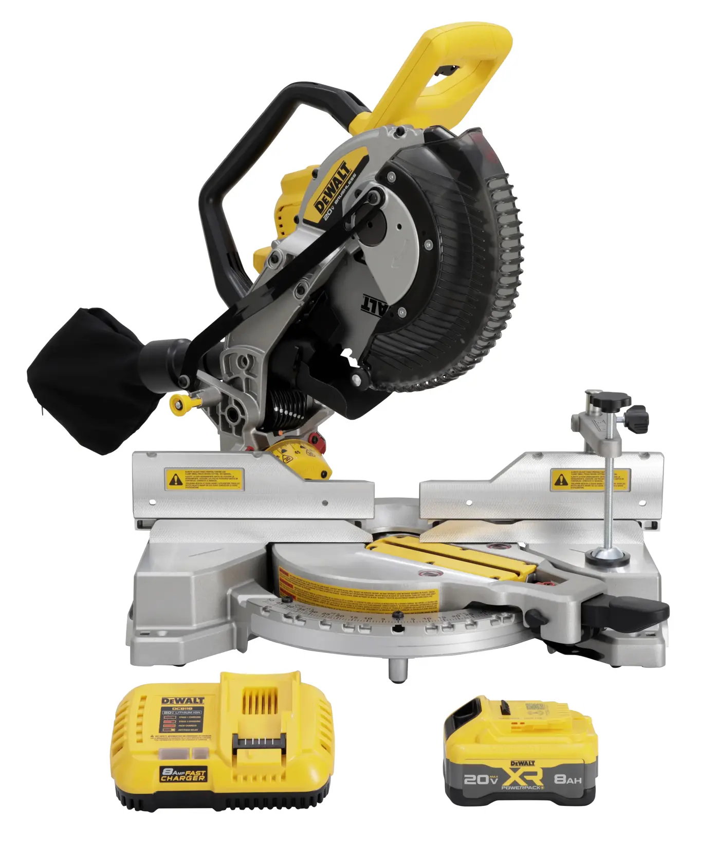 DEWALT 10IN Miter Saw side view of saw kitted open state