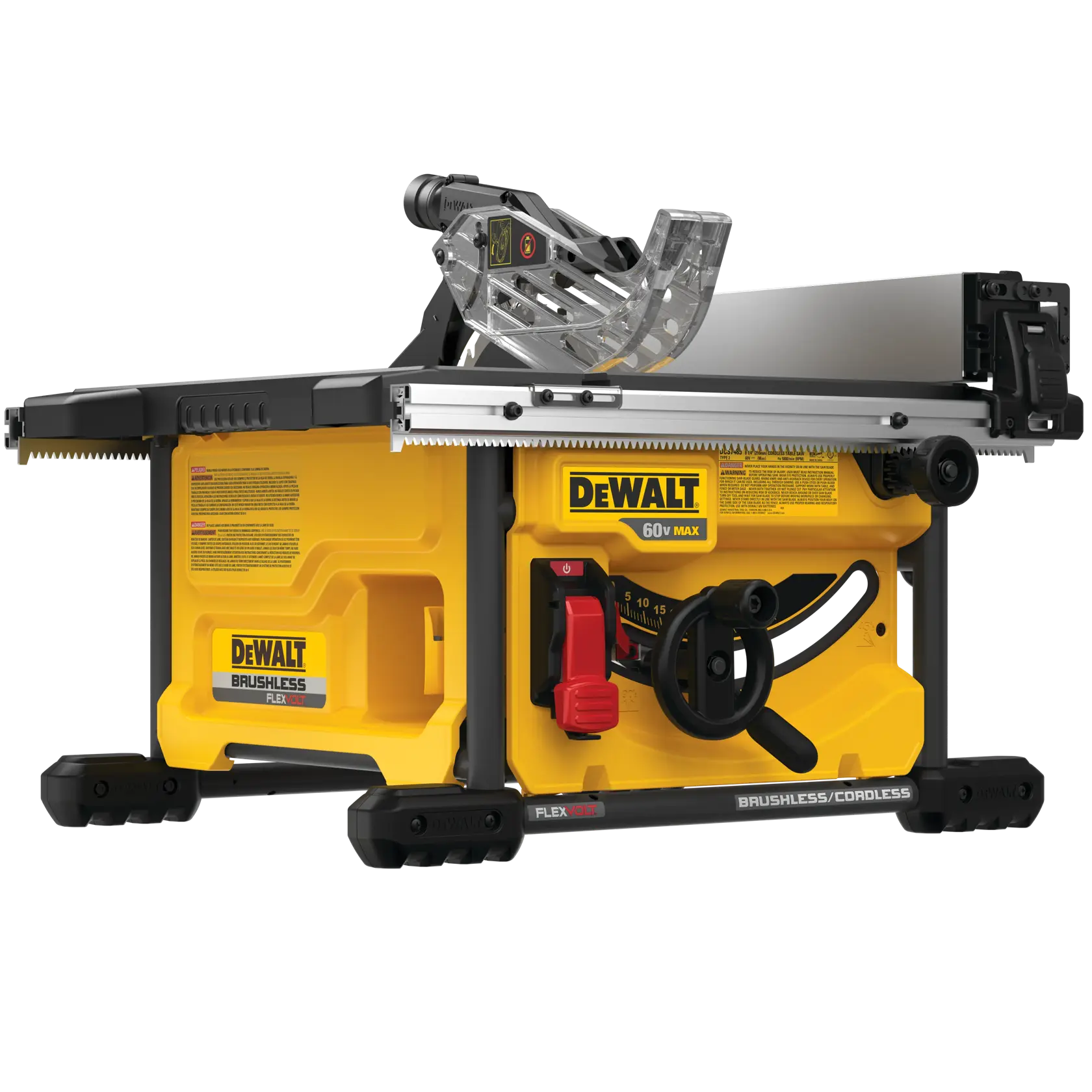 Profile of FLEXVOLT table saw.